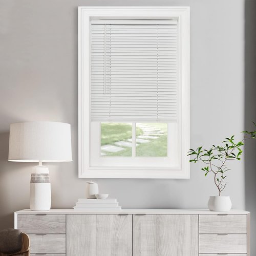 Achim Home Decor Cordless Mini Blinds - Light Filtering, 42" W x 64" L, Pearl White - GII Morningstar Horizontal Blinds