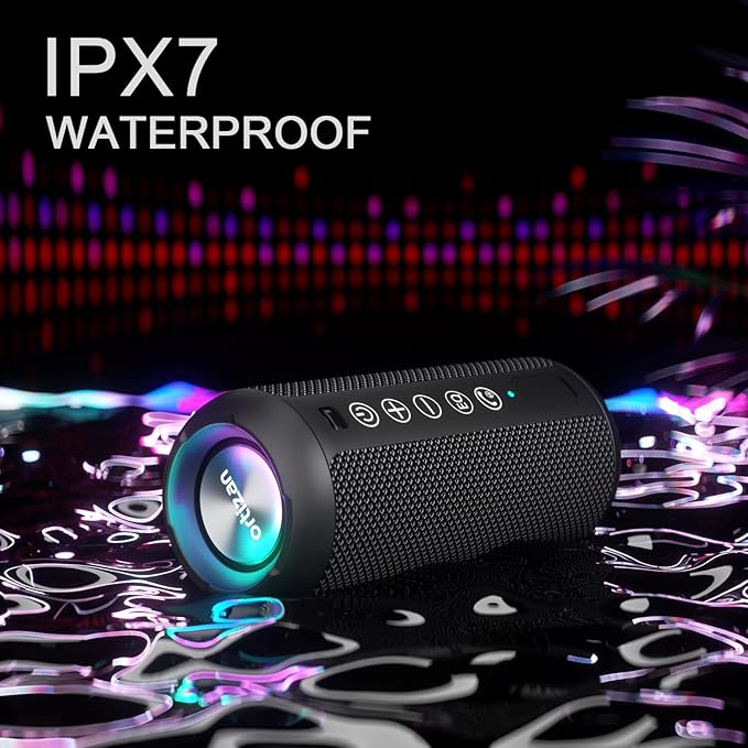 Ortizan Portable Bluetooth Speaker (1st Gen), IPX7 Waterproof, Wireless, Big Sound and Deep Bass, TWS Pairing, 30Hrs of Playtime, for Home/Party/Outdoor/Beach, Birthday Gifts for Men Women - Black
