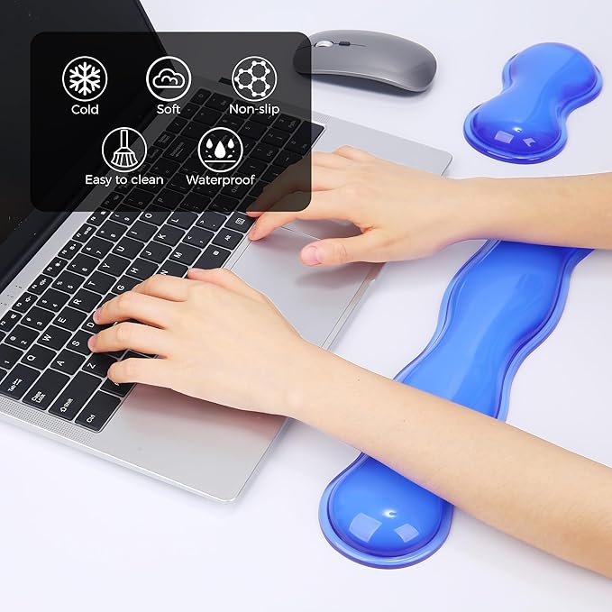 ABRONDA Gel Wrist Rest for Keyboard and Mouse, Wrist Rest for Keyboard, Mouse Wrist Support, Pain Relief, Cool Touch, Non-Skid, Keyboard Wrist pad