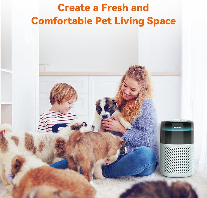 AIRROMI HEPA Air Purifier for Bedroom&Home,Pet Air Purifier for Home Pets,Removes Pet Odor,Cat Litter Smell,Dust,Smoke&Allergies,Quiet Room Air Purifier with Scents,360°Air Cleaner,A2005 Blue