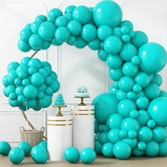 RUBFAC Teal Blue Balloons - 129-Piece Latex Garland Set for Birthday, Wedding & Baby Showers | 5-18 Inch Sizes