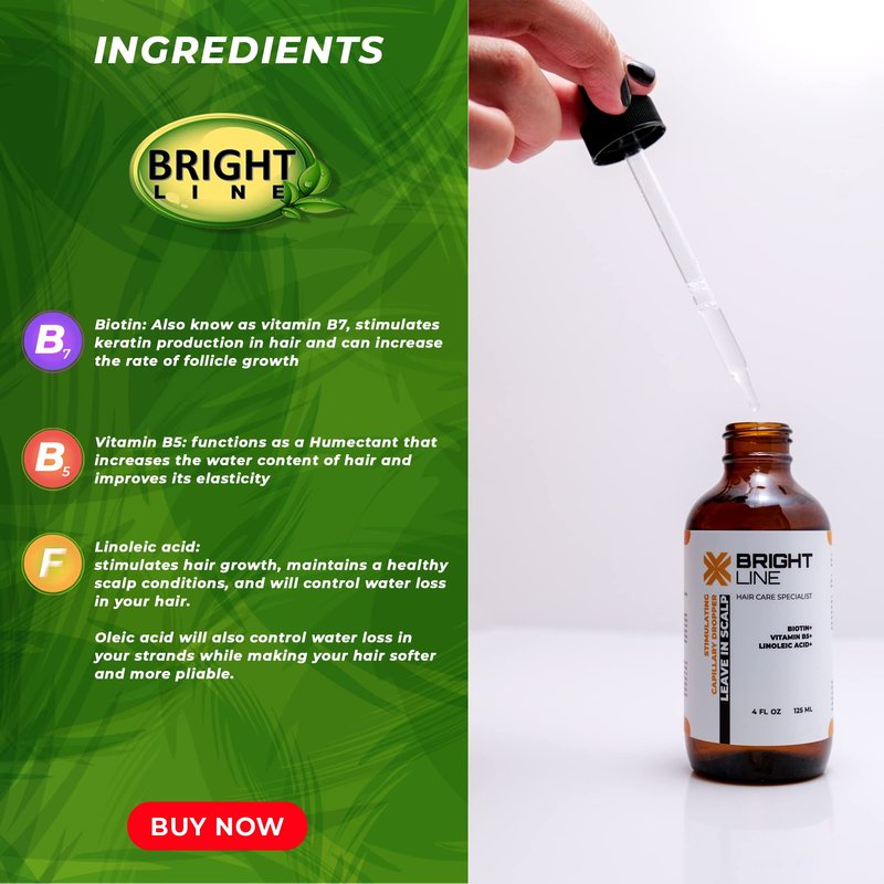 Bright Line Hair Growth Serum - Anti-Hair Loss and Regrowth Treatment for Dry, Damaged Hair and Scalp