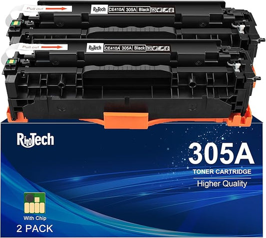 305A Black Toner Cartridge,Compatible for HP 305X CE410A CE410X for HP LaserJet Pro 400 Color M451dn M451nw M475dn M475dw M451dw M375nw Pro 300 M375nw M451 M475 M351 Printer, ( 2 Pack )
