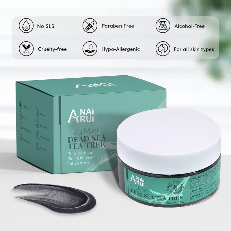 Dead Sea Mud Mask with Tea Tree Oil & Salicylic Acid - Charcoal Pore Cleanser for Acne-Prone Skin | Unisex Detox Face Mask