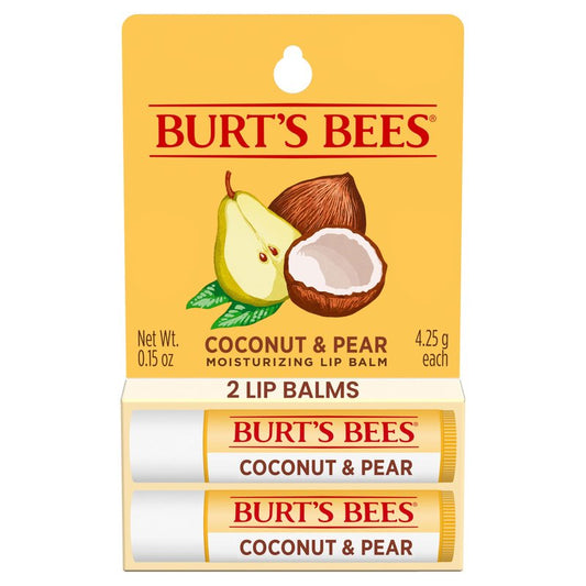 Burt's Bees Mothers Day Gifts, Lip Balm - Coconut and Pear, Lip Moisturizer With Responsibly Sourced Beeswax, Tint-Free, Natural Origin Conditioning Treatment, 2 Tubes, 0.15 oz.