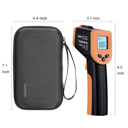 Pizza Oven Laser Thermometer Gun for Cooking, OnniOne Infrared Thermometer for Blackstone Griddle, -58℉~1022℉ Non Contact Grill Temperature Gun with Carrying Storage Bag, LCD Backlit (NOT for Human)