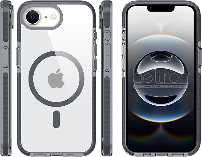 BELTRON Belt Case for iPhone 16e (2025) iPhone 17e (2026) Slim Protective Transparent Case & Rotating Belt Clip Holster Combo (Compatible with MagSafe)