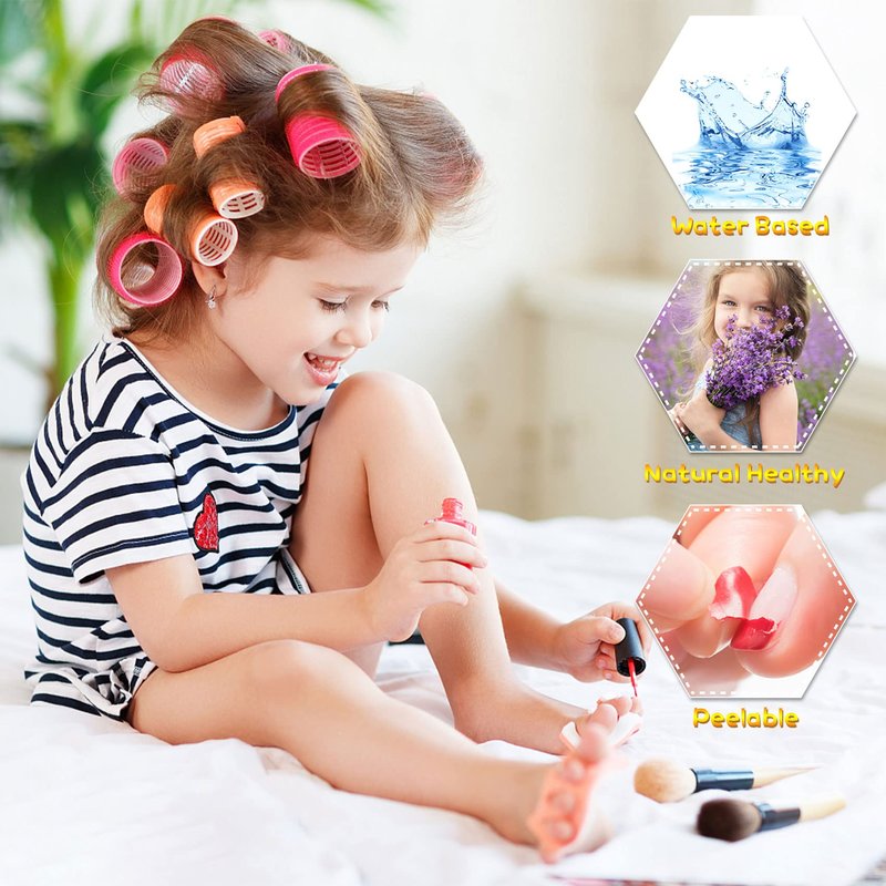 ETYJO Kids Nail Polish Set - Nail Polish for Girls Ages 3-12 | 12 Rainbow Colors | Non-toxic, Water-based, Low Odor | Peel-off, Quick Dry | Children Nail Polishs Kit for Teens, Children, and Toddlers