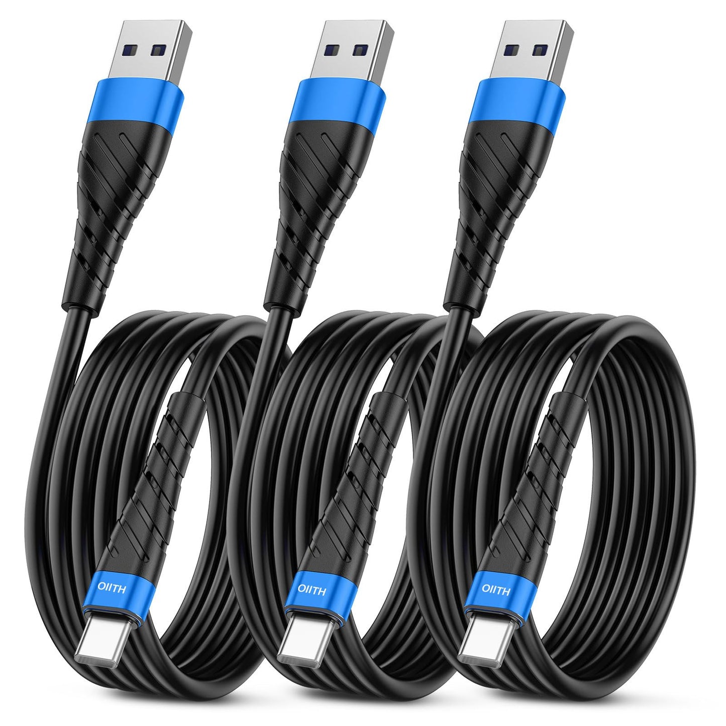 OIITH USB C Cable, USB A to USB C 3A Fast Charging (6FT 3Pack) Phone USB Type-C Charge Cable Android Charge Cord USB C Charger Cable for iPhone 15 Plus/Pro/Pro Max/Samsung/Pad/Laptop/LG/-Blue