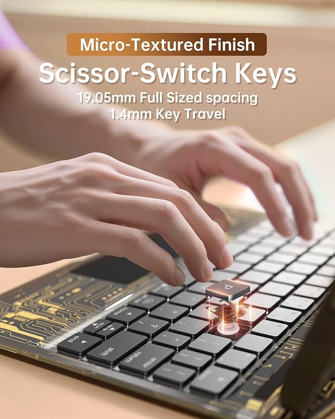 Intermerge Transparent Case with Keyboard for iPad Air 13"(M4/ M3/ M2, 2026/2025/ 2024) & Pro 12.9" (2022-2018) - 360° Swivel Multi-Touch Trackpad, 7-Color Backlit, Pencil Holder, Shadow Pulse