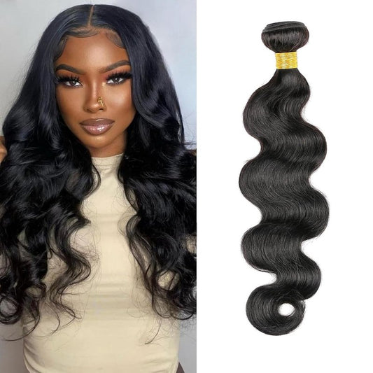 Body Wave Human Hair Bundles 18 Inch Body Single Bundle #1B Natural Black Human Hair Unprocessed Native Virgin Hair 100g Total Double Weft Crochet Human Hair Extensions for Women