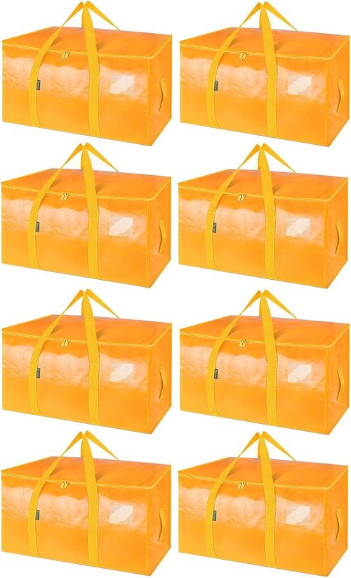 BALEINE Oversized Moving Bags - Heavy-Duty Storage Totes with Reinforced Handles | Light Yellow, 8-Pack
