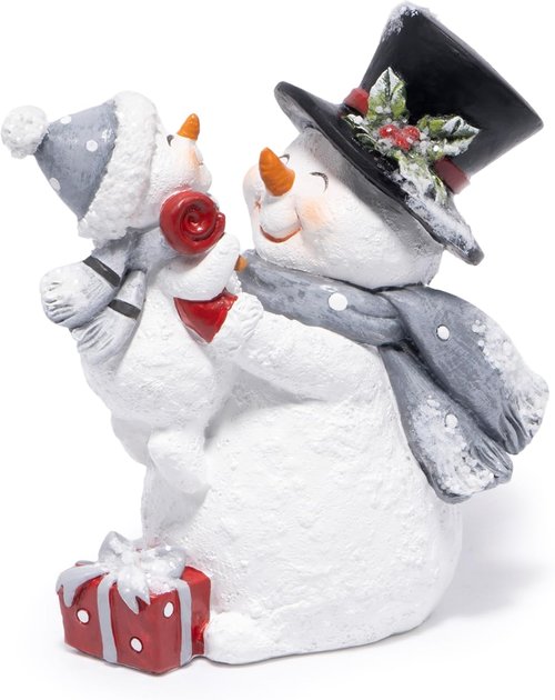 Hodao Christmas Snowman Figurine - Joyful Red Scarf Decoration for Cozy Home Decor | Grey