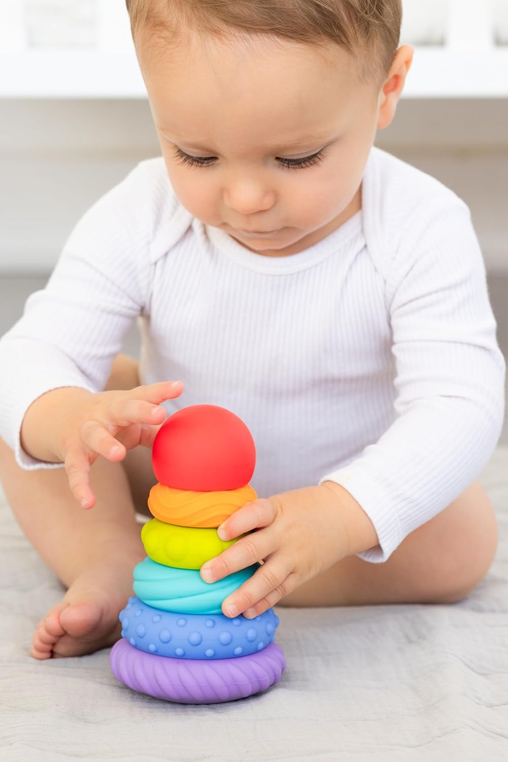 Ubbi Baby Teether Totter - Multi-Textured Food-Grade Silicone Teething Toy | 6-Piece Set for Early Development