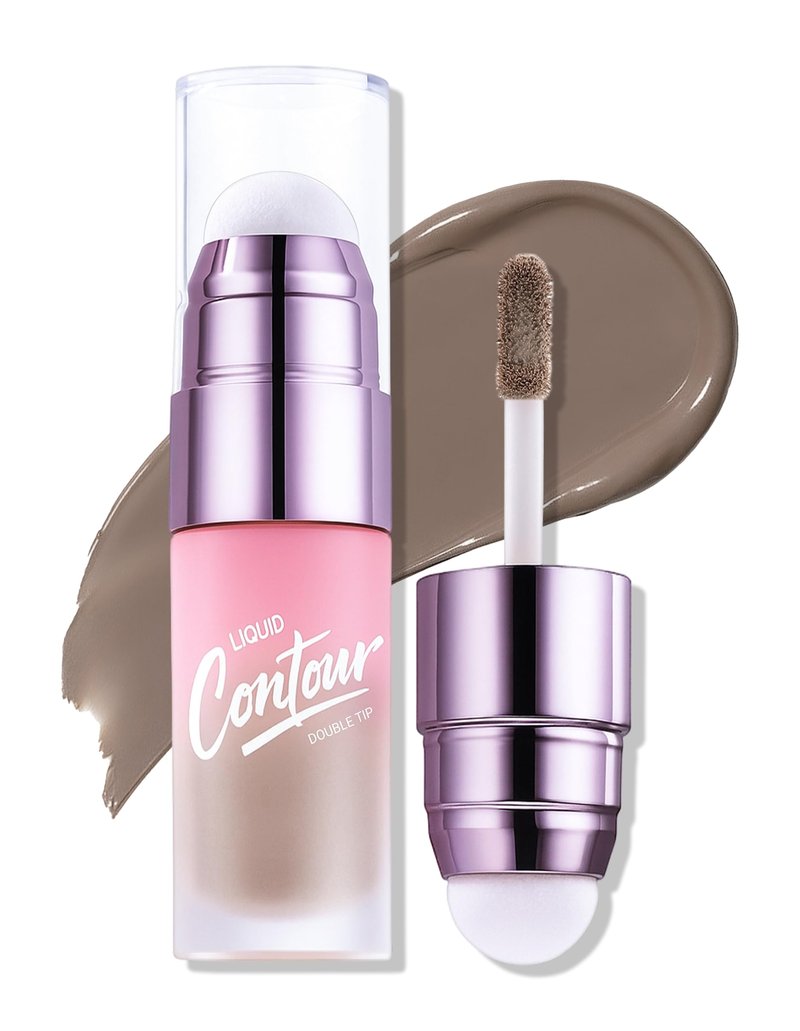 Erinde Cool Toned Liquid Contour Stick - Grey Brown Cream Contour Bronzer with Brush, Liquid Contouring Makeup for Fair Pale Skin, Lightweight Blendable Matte Sculpted Look, Vegan & Cruelty-Free