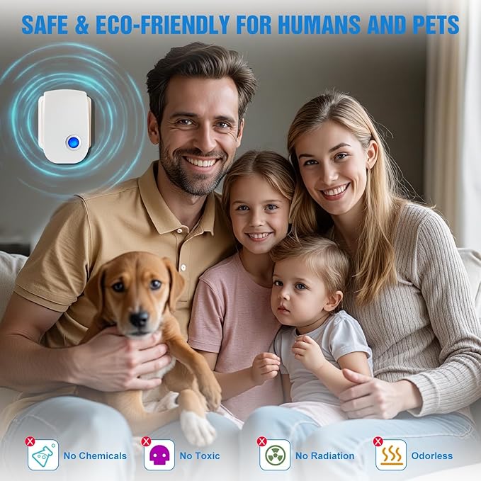 Ultrasonic Pest Repeller Indoor with 6 Pack – Human and Pet Safe–Pest Control for Home–Supermarket–Warehouse–Hotel–Restaurant