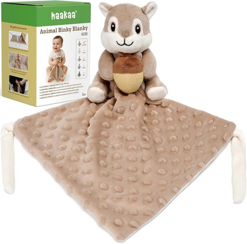 Haakaa Squirrel Security Blanket - Ultra Silky Soft Lovey for Newborn Boys & Girls | Perfect Baby Gift