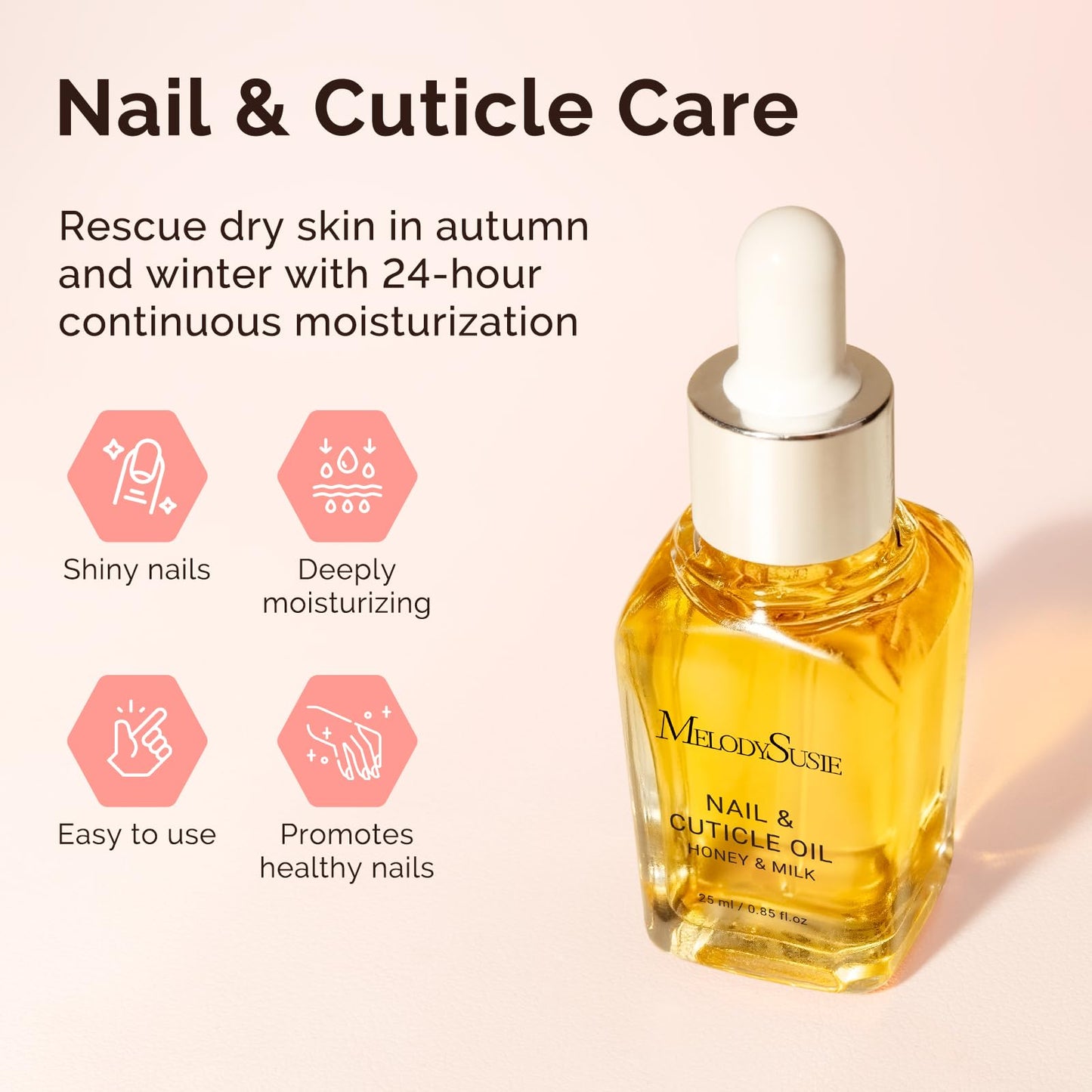 MelodySusie 25ML Cuticle Oil,Cuticle Nourishes, Promotes Nail Growth and Strength for Home and Salon Use Honey Milk