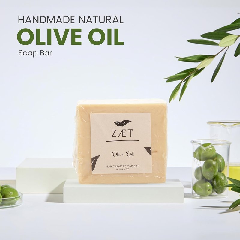 Olive Oil Handmade Soap Bar - Unscented Natural Soap for Face & Body | 5 oz (Pack of 8) - Gentle for All Skin Types