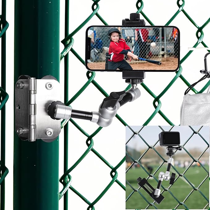 FPN Magnetic Phone Fence Post Mount + Fence Clip Kit for Gamechanger for Mevo Start, GoPro, iPhone, DJI Osmo Pocket 3 and Action Cameras, for Recording Baseball,Softball and Tennis Games