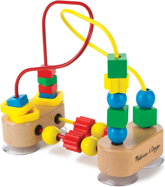Melissa & Doug First Bead Maze - Educational Wooden Baby Toy with Suction Cups for Toddlers 1+