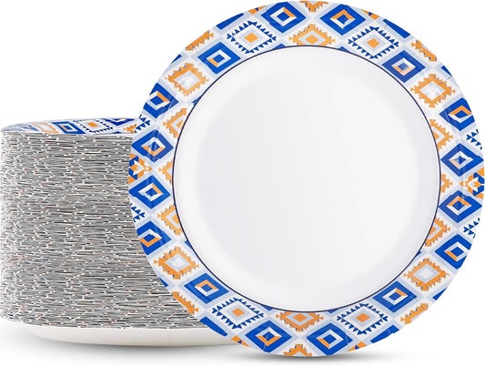 Regine Switzerland 120 PCS Disposable Paper Plates - 9 Inch Heavy Duty, Cut Proof & Soak Proof for Parties & Gatherings
