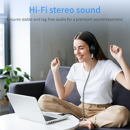 Powerfuzhong Aux Cable (20 ft), [Copper Shell, Hi-Fi Sound] 3.5 mm Male to Male Braided Auxiliary Cord Compatible with Headphone, Smartphone, Home/Car Stereo, Speaker, Echo & More (20FT)
