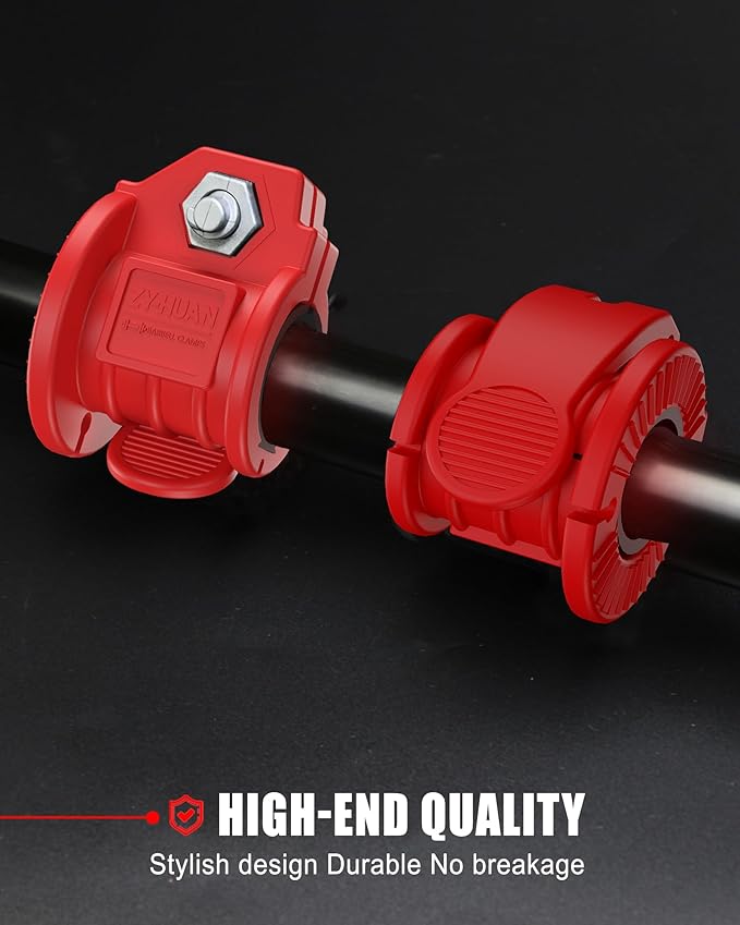 ZY-HUAN Barbell Clips 1 inch Barbell Clamps 0.9-1.18inch Quick Release Weight Clips for Bars Multi-Size Adjustable Olympic Barbell Clamps (All red 0.9-1.18inch)