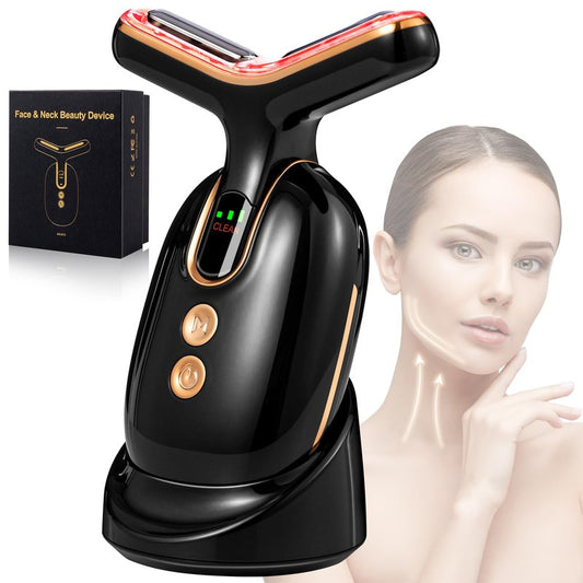 Red Light Therapy for Face and Neck, Facial Massager culpting Wand with 7 Color - Birthday, Christmas, Mothers Day, Valentines Day Gifts for Her Women Mom Best Friend Wife Teacher (Black)