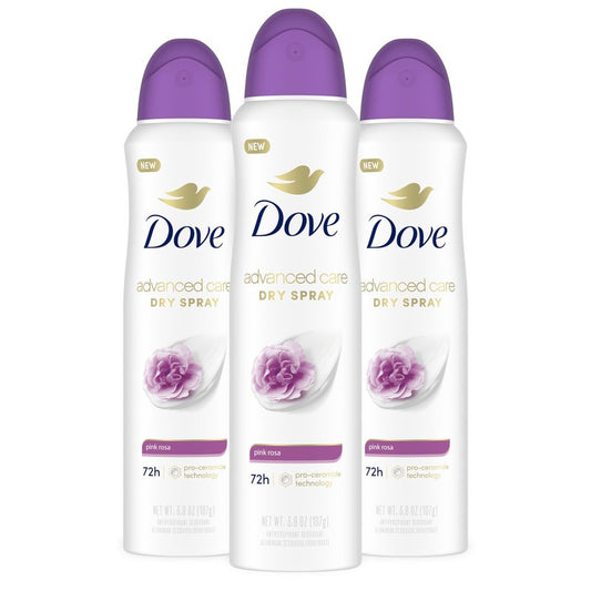 Dove Advanced Care Antiperspirant & Deodorant Spray Pink Rosa, 3 count, 72 hr Protection, 3.8 oz