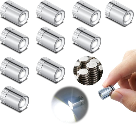 Skiennix Mini LED Lights - 10 PCS Battery Operated Tiny Spotlights for DIY Crafts & Decor | Cool White