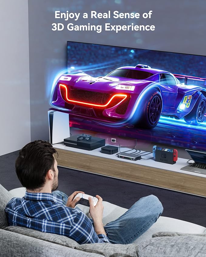 HDMI Switch 5 in 1 Out 4K@60Hz, GANA HDMI Splitter Switcher with Remote, Aluminum HDMI 2.0 Switch Box Hub for 3D, HDCP2.2, HDR, Compatible with Xbox, PS5/4/3,Fire Stick,Roku,Blu-Ray Player, Grey
