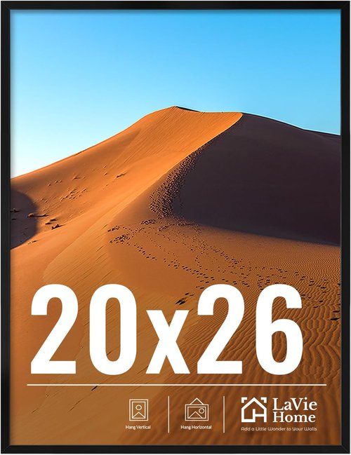 LaVie Home 20x26 Picture Frame - Classic Black Wall Display Frame with HD Plexiglas for Vertical/Horizontal Use