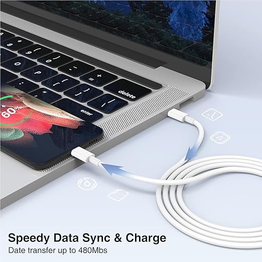 LOFPYE 15FT 60W USB C to USB C Cable, Type C to Type C Cable,Fast Charging Cable for iPhone Air 17 16e 16 15 Pro Plus Pro Max，for Galaxy S25/S24, for iPad Pro/Air/mini, for MacBook Pro/Air and More