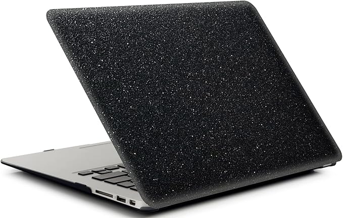 AMCJJ Compatible with MacBook Air 13 Inch Case 2017 2016 2015 2014 2013 2012 2011 2010 Release A1466/A1369, Shiny Plastic Hard Shell Case & Keyboard Cover,Glitter Black