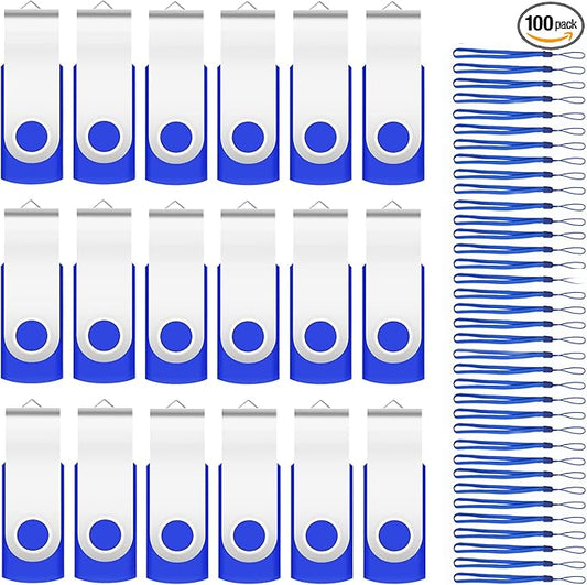 100-Pack of 16GB USB Flash Drive Bulk EASTBULL FAT32 Thumb Drive 16G(Blue)