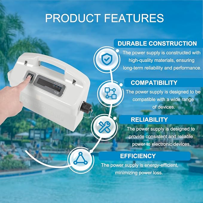 9995672-US-ASSY Power Supply with Power Cord Replacement for Dolphin Maytronics Atlantis, DX3, DX3S, Endeavor, M3, Nautilus(Old), Nautilus CC Plus(Old), Neptune, Primal, Quest Robotic Pool Cleaners