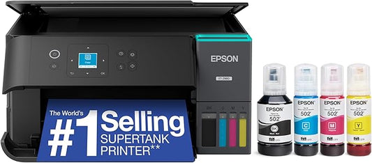 Epson EcoTank ET-2980 Wireless All-in-One Color Supertank Printer with Refillable Ink Tanks, 3 Years of Ink, Mobile Printing, 15 ISO PPM, Color Touchscreen, Auto 2-Sided, Black