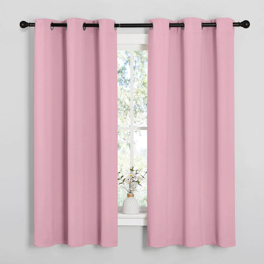 NICETOWN Crystal Pink Room Darkening Curtains - Thermal Insulated Grommet Drapes, 42" x 48" (Set of 2)