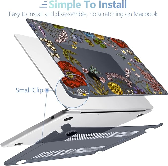 MEEgoodo Case for M5/M4/M3/M2 MacBook Air 13.6 inch 2026 2025 2024 2022, Fit Model A3449/A3240/A3113/A2681, Case Compatible with MacBook Air 13 inch, Clover