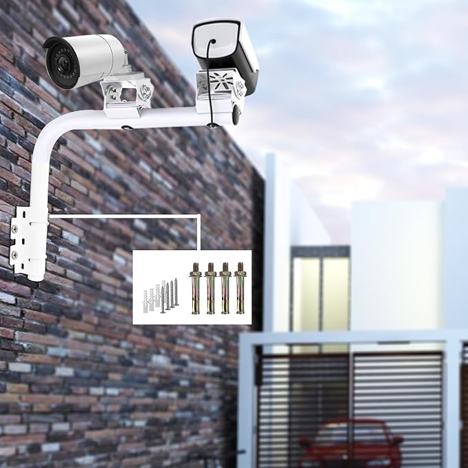 WiTi Heavy Duty Dual Mount 15.7inch (40cm) Arm Bracket for Tempest Weather Station, Cameras, Long Pole with 2 Mounts for Security Surveillance System, Weather Station, Project and Home Solution