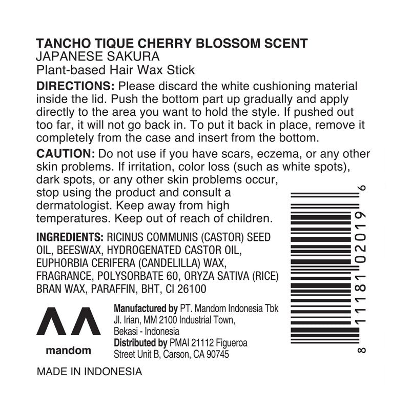 Gatsby Tancho Hair Styling Wax Stick Japanese Cherry Blossom Scent 3.5 ounce (100 grams) All Hair Types, Special Edition High-Grade Plant-based Pomade Tique Mandom Japan
