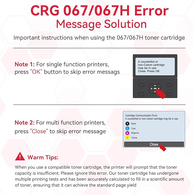 LEMERO 067H Toner Compatible for Canon 067H Toner Cartridges Set Work for Canon MF656Cdw for Canon 067 MF654Cdw MF653Cdw LBP632Cdw Printer, Black Cyan Yellow Magenta 4-Pack of 067H