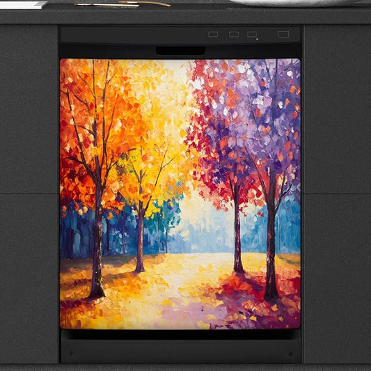 Autumn Color Painting Dishwasher Magnet Cover for The Front Magnetic Dishwasher Door Covers Dish Washer Sticker Wrap Home Decorative Appliances Panel Decal Kitchen Decor 23" x 26" (Magnetic)