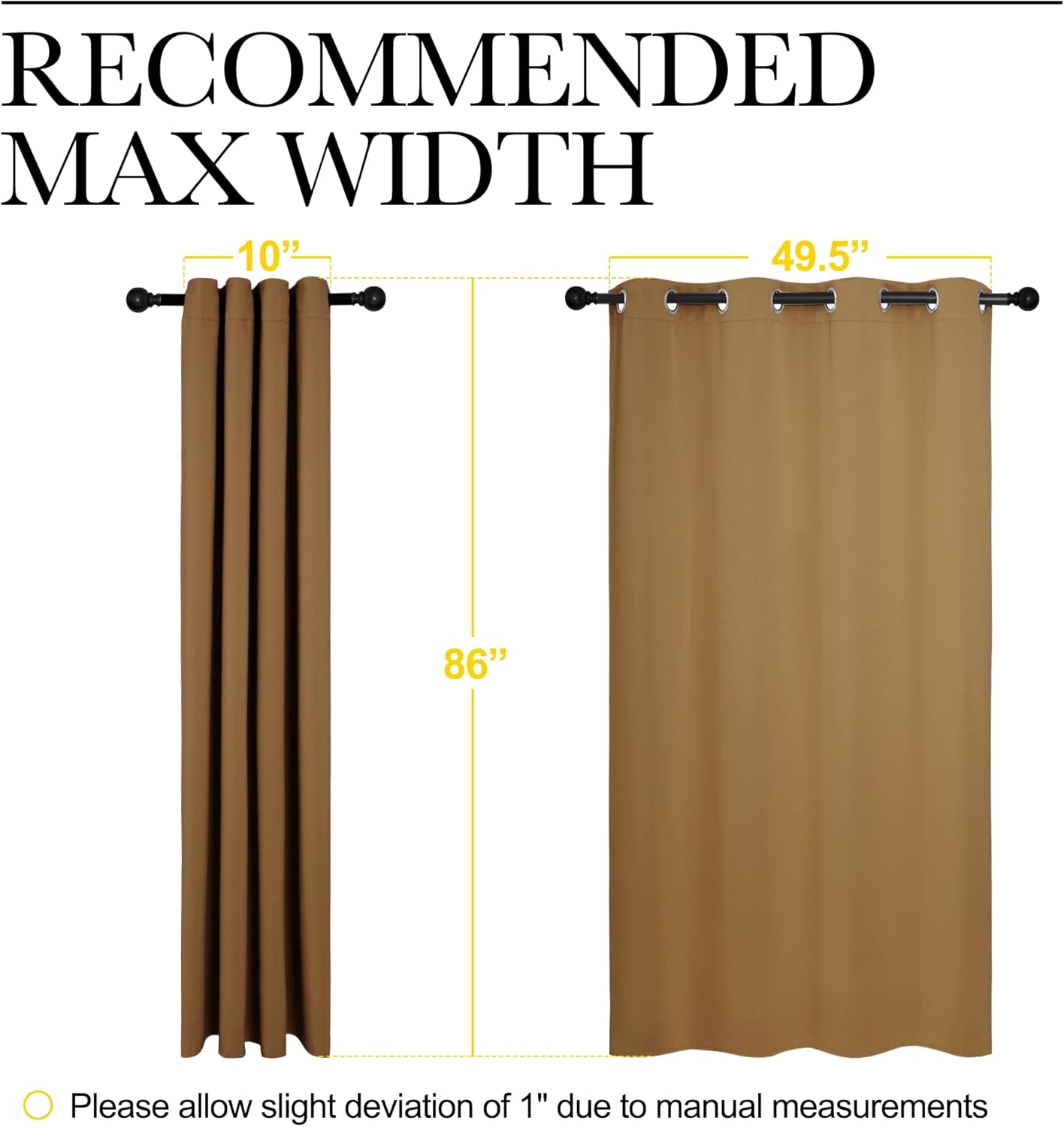 NICETOWN Blackout Curtains - Noise Reducing & Draft Blocking | 86-Inch Length, 2 Panels in Gold Brown