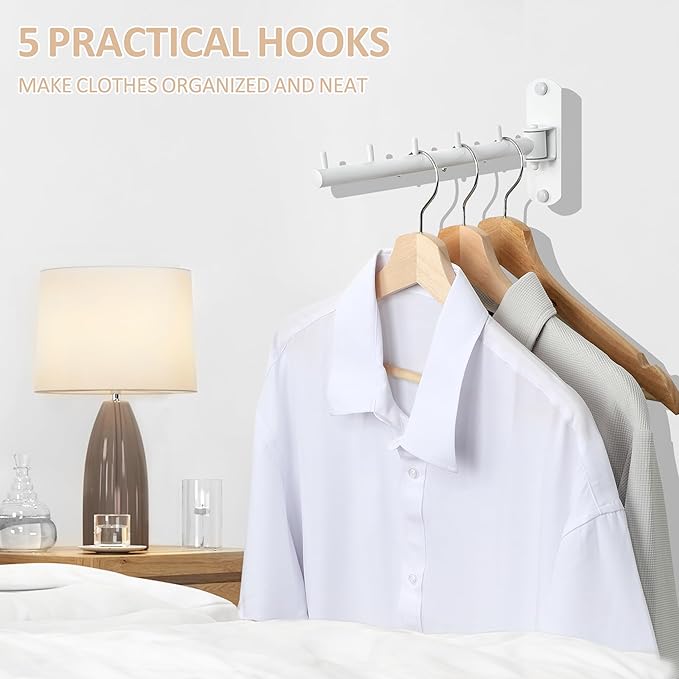 Mooche Swing Clothes Hanger Rack, Garment Racks Folding Clothes Bar Wall Mounted, 180°Rotation Laundry Drying Rack 304 Stainless Steel Space Saving for Laundry Room Bedroom Balcony, 9.45" Long