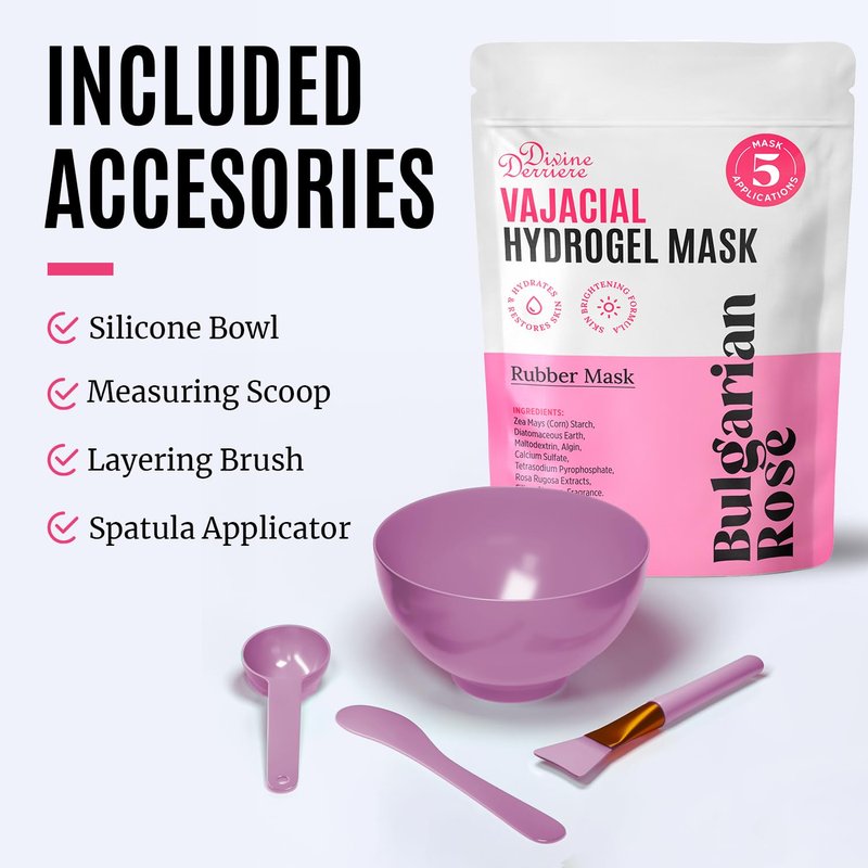 Vajacial Hydrogel Mask - Premium Deeply Purifying Jelly Mask with Bulgarian Rose Petals | Hydrating Peel-Off Kit