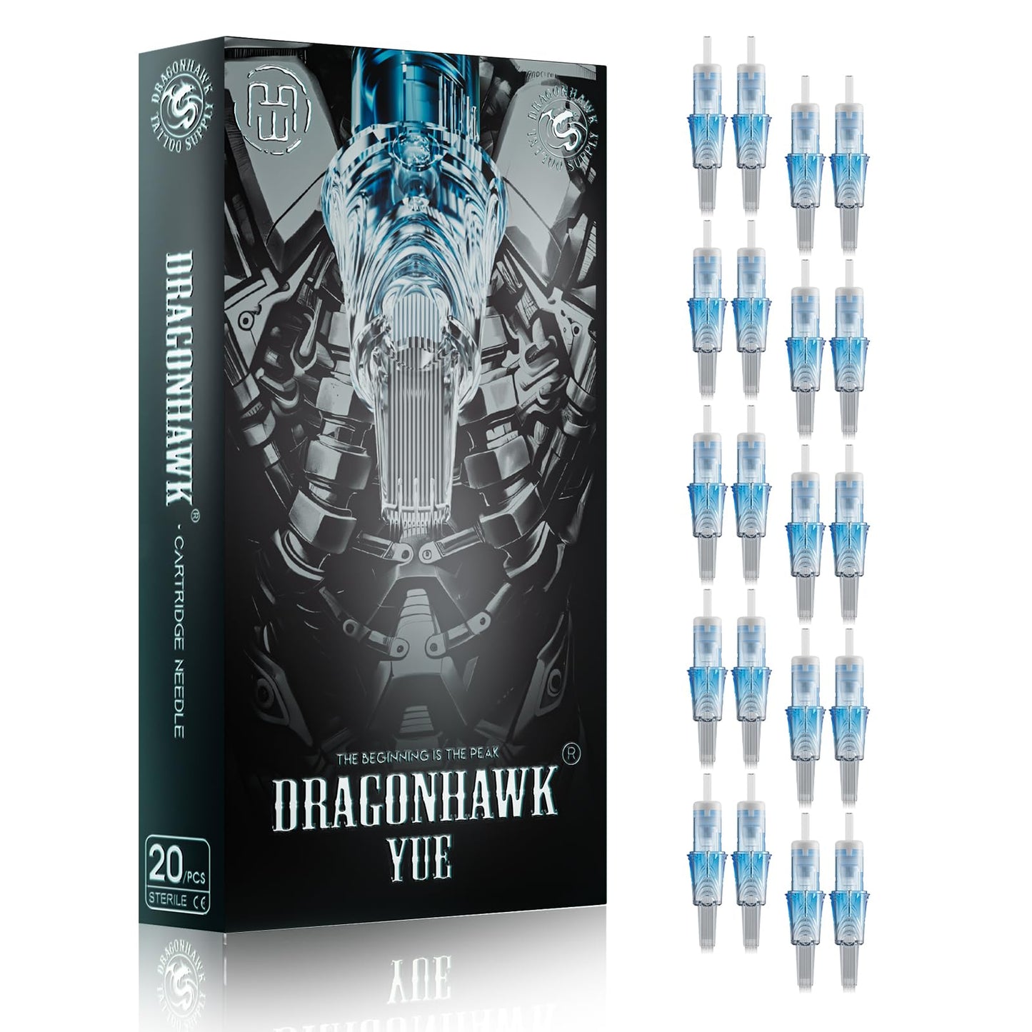 Dragonhawk Yue Magnum Tattoo Needles - 20Pcs 1015M Disposable Tattoo Cartridge Needles Color Packing Professional Tattoo Supplies for Rotary Pen Machine Gun