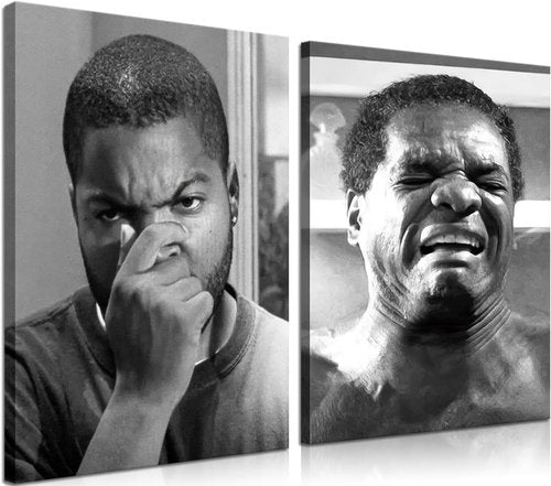 Framed Canvas Wall Art Set by Vintage Comedy | Funny Bathroom Decor - Black & White Posters 12x16in