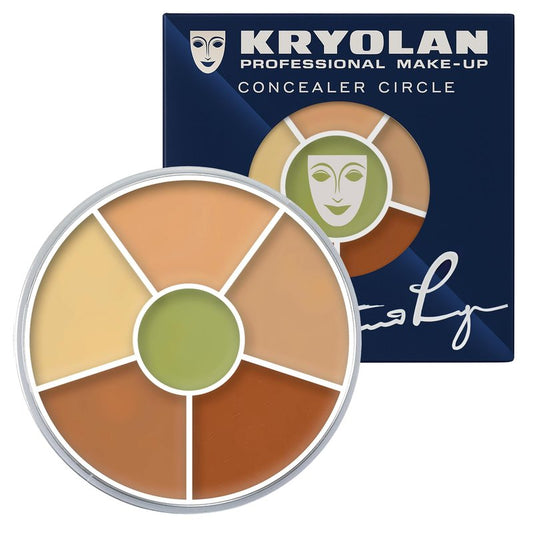 Kryolan Concealer Circle (No.5) - Full Coverage 6-Color Cream Concealer Palette - Color Corrector For Dark Circles - Hides Redness, Blemishes & Spots - Professional Cream Makeup for All Skin Types